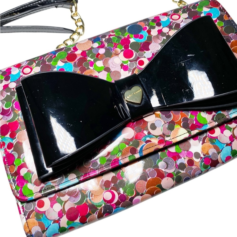 Betsey Johnson Multicolor Confetti Crossbody Bag with Black Bow - Picture 3 of 9